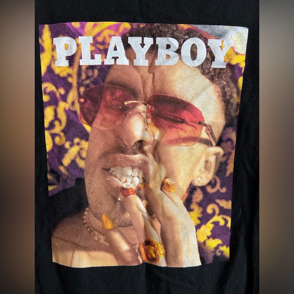 Bad Bunny Playboy Mens XL Black Graphic Tee - Picture 2 of 3